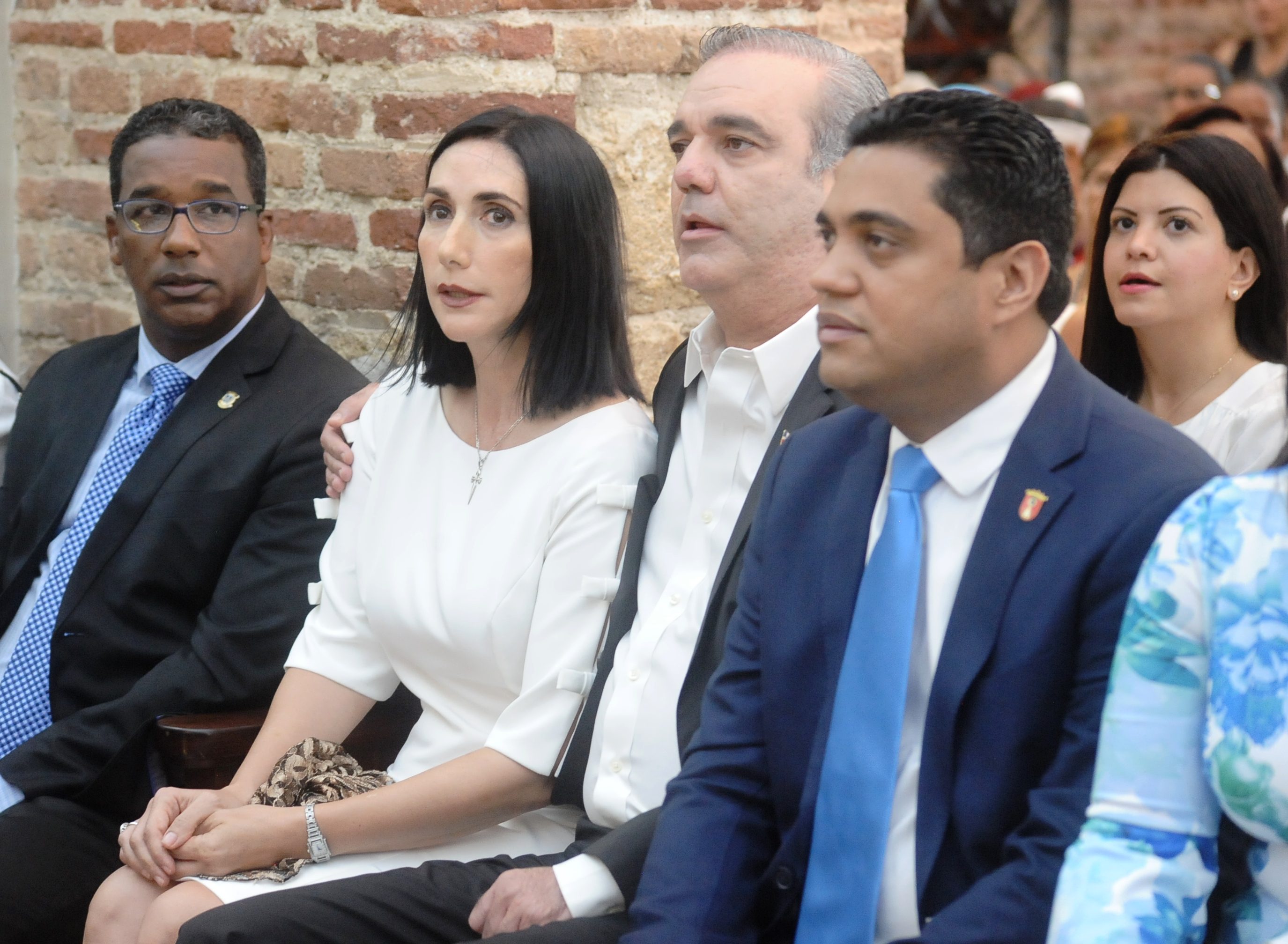 Agustín Burgos, Raquel Arbaje, Luis Abinader y Kelvin Cruz, alcalde de La Vega