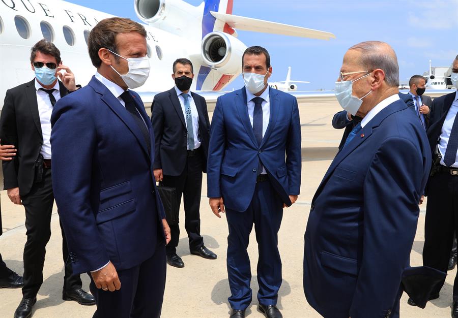 Emmanuel Macron Y Michel Aoun