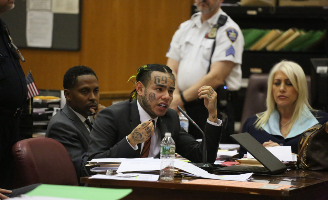 Rapper Daniel Hernandez, who is also known as 6ix9ine, during sentencing in state Supreme Court in Manhattan, Oct. 26, 2018. (Jefferson Siegel/The New York Times)