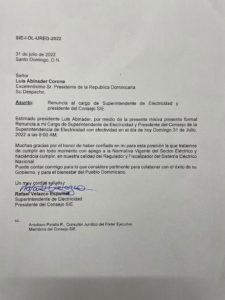 Carta dirigida al presidente Luis Abinader