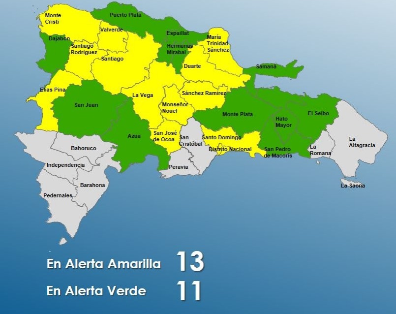 COE aumenta a 24 las provincias en alerta por vaguada
