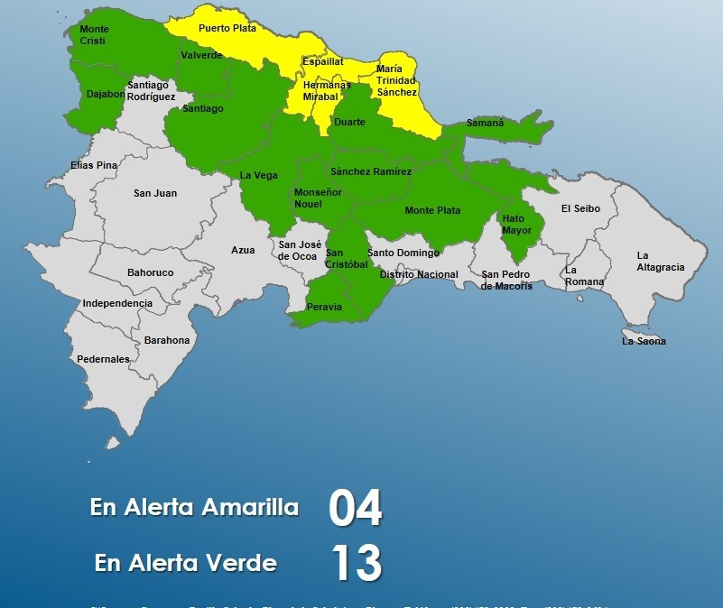 Disminuyen a 17 las provincias en alerta por vaguada