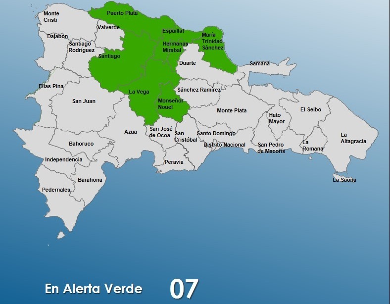 COE emite alerta verde para siete provincias por sistema frontal