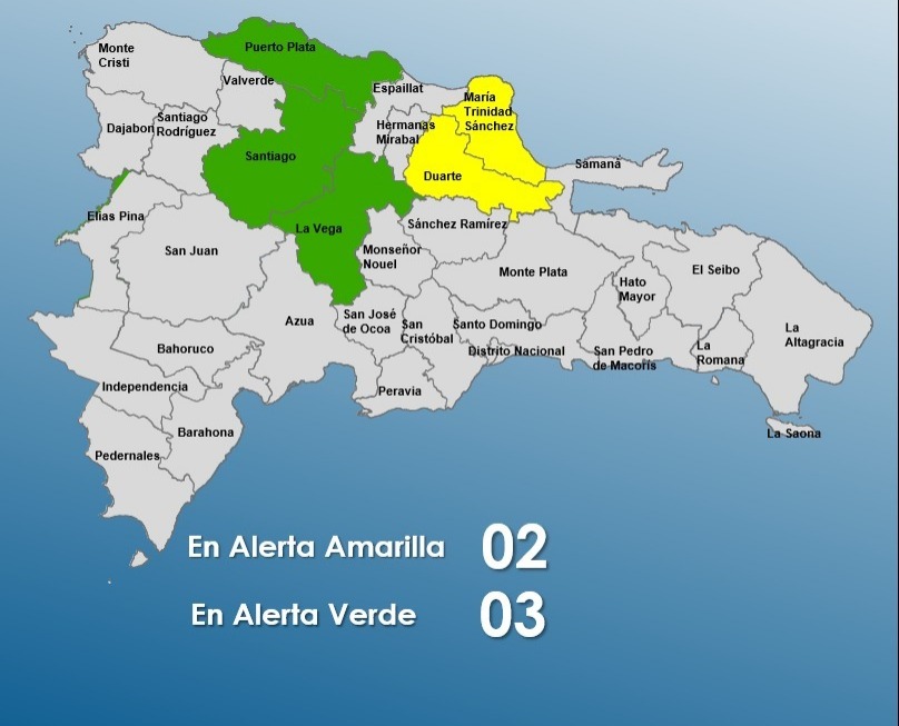 COE disminuye a 5 las provincias en alertas por vaguada