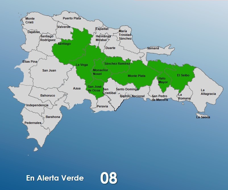 COE eleva ocho provincias alerta verde por vaguada