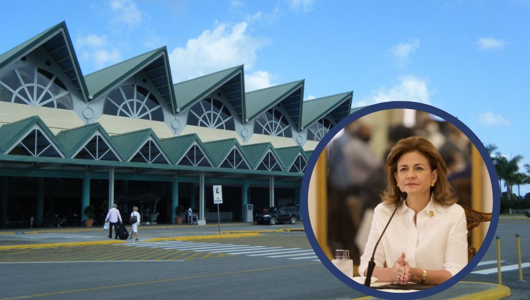 Raquel Peña aterriza en Aeropuerto Juan Bosch por prevención de mal tiempo