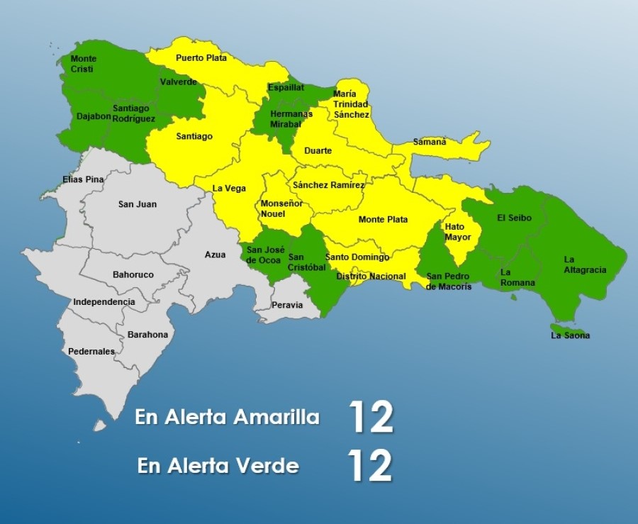 COE aumenta a 12 las provincias en alerta amarilla por temporada convectiva
