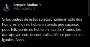 Ezequiel Molina critica boda entre personas del mismo sexo 