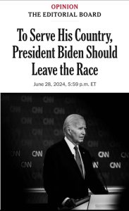 The New York Times pide a Joe Biden abandonar carrera presidencial 