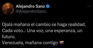 Alejandro Sanz apoya a Venezuela: “Ojalá mañana el cambio se haga realidad"