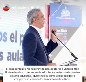 Abinader propone "Plan Horizonte"; busca abordar temas del sistema educativo del país