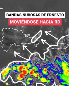 Tormenta Ernesto se aproxima a RD y podría convertirse en huracán categoría 1 mañana