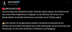 ¡Emergencia ambiental! Varios países de América del Sur sufren fénomeno "lluvia negra"