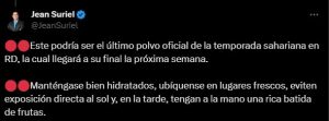 En RD incide nube del polvo del Sahara; Suriel prevé sería el último de la temporada 