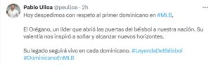 Pablo Ulloa sobre Osvaldo Virgil: "Un líder que abrió las puertas del béisbol a nuestra nación"