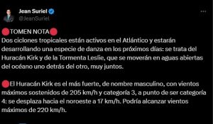 Dos ciclones tropicales están activos en el Atlántico