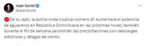 ¡Fin de semana lluvioso! Onda tropical provocará potencial de aguaceros en las próximas horas