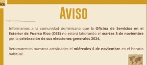 JCE en Puerto Rico no laborará el próximo martes por celebración de elecciones generales 2024