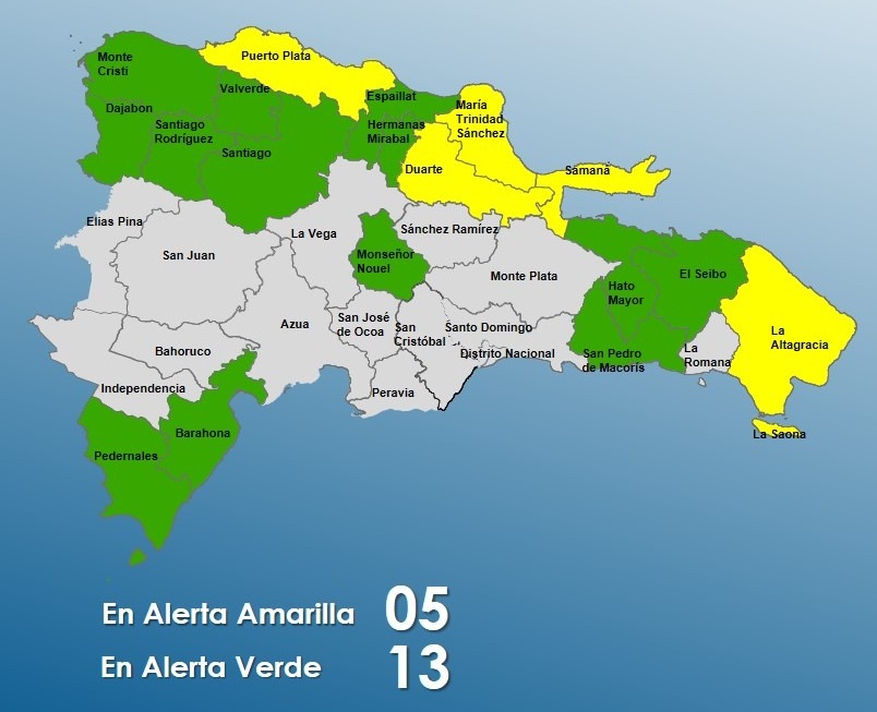 Disminuyen a 18 las provincias bajo alertas por vaguada; 5 se mantienen en amarillo