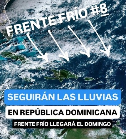 ¡Otro más! Un nuevo sistema frontal está de camino a RD acompañado de una vaguada