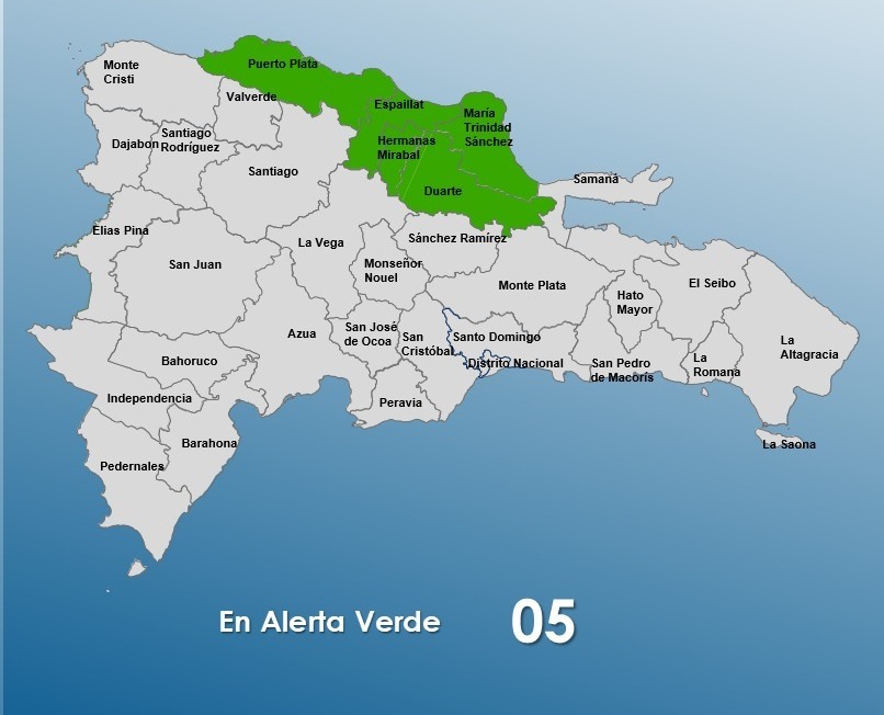 COE aumenta a cinco las provincias en alerta verde por vaguada