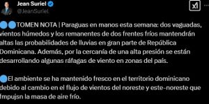 Dos vaguadas y frentes fríos provocarían lluvias esta semana en RD