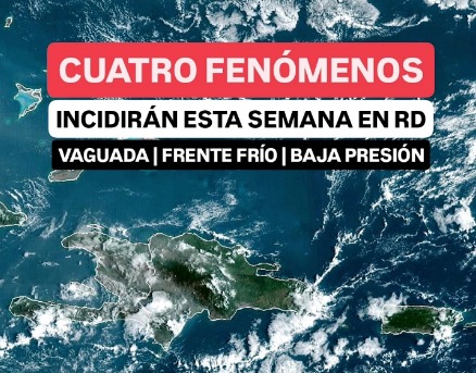 Cuatro fenómenos atmosféricos incidirán en RD en los próximos cinco días